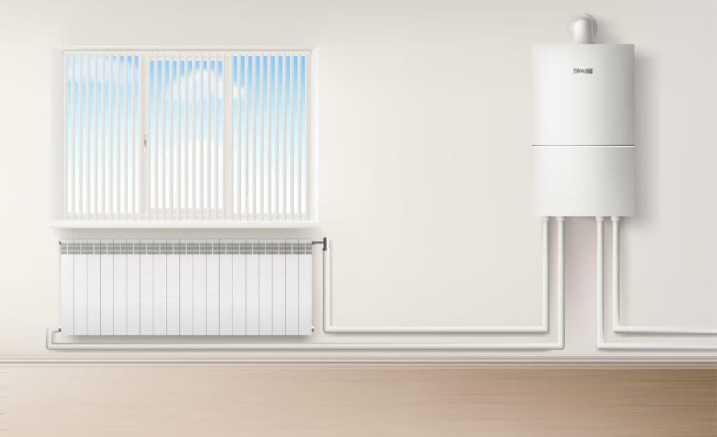oil boiler heater connected to radiator